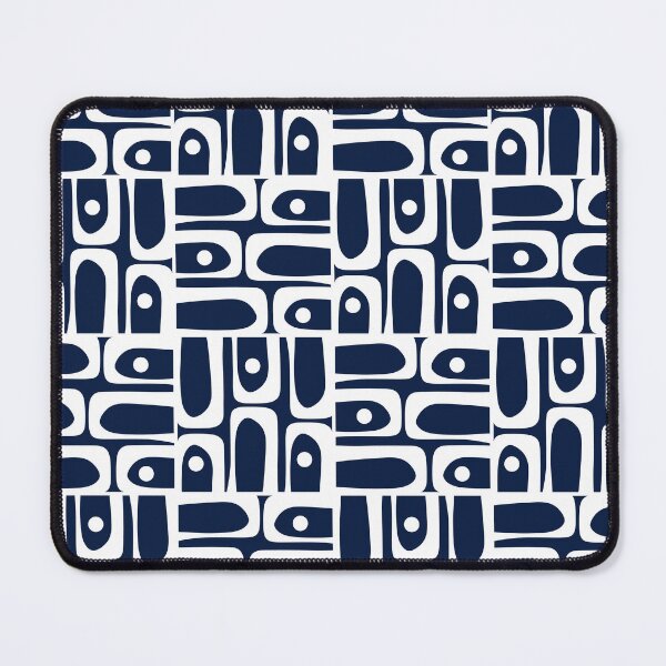 Item preview, Mid Century Modern Piquet Abstract Multi Geometric Pattern in Nautical Navy Blue and White designed and sold by kierkegaard.