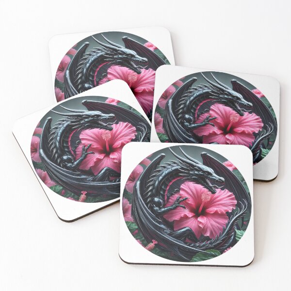 Item preview, Onyx Dragon with Pink Hibiscus designed and sold by Crypto Tography.