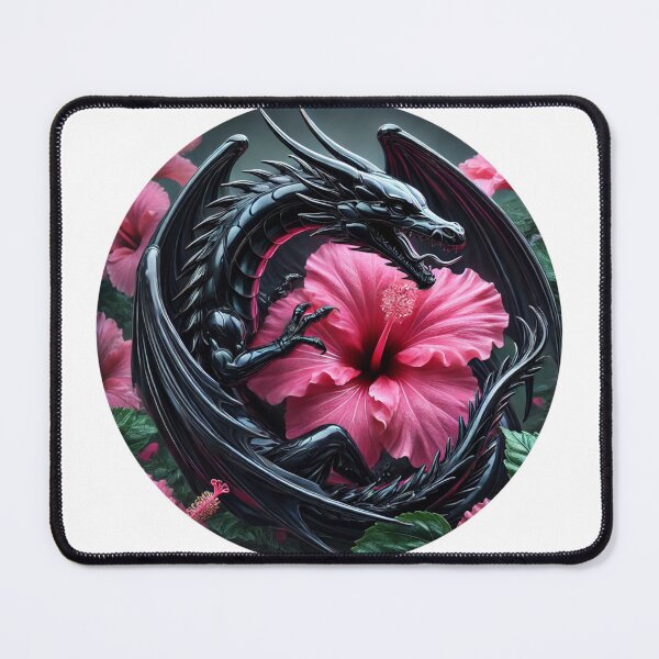 Item preview, Onyx Dragon with Pink Hibiscus designed and sold by Crypto Tography.