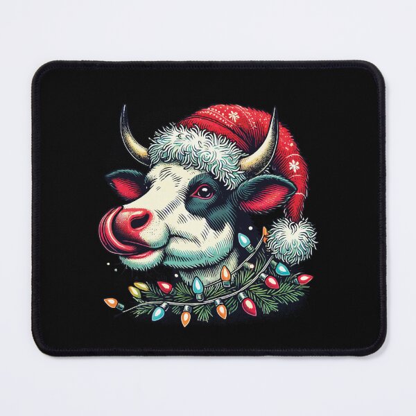 Item preview, Funny Cow With Santa Hat designed and sold by LuminOrb.