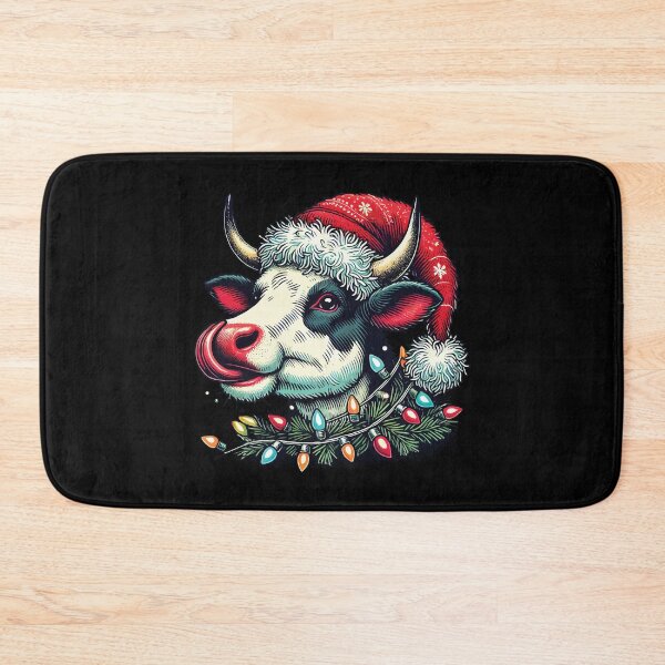 Item preview, Funny Cow With Santa Hat designed and sold by LuminOrb.