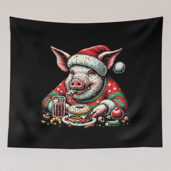 Item preview, Weihnachten Völlerei Festive Pig Delight designed and sold by LuminOrb.