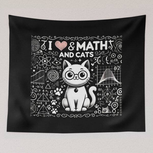 Item preview, I Love Math And Cats Cute Funny Pet Lover Teacher Student designed and sold by SztylishDesigns.
