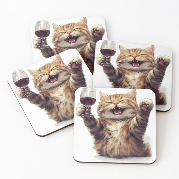 Item preview, Cheerful Cat with Wine: Fun and Whimsical Art designed and sold by ArtfullyJua.