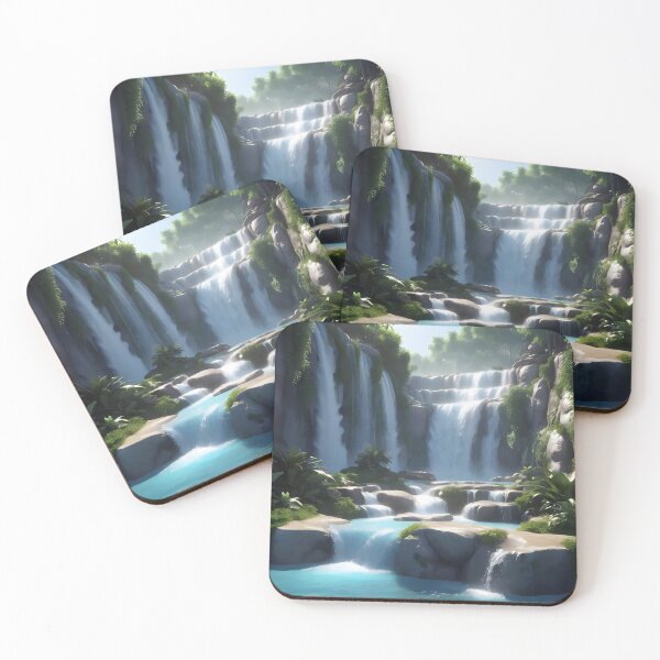 Item preview, waterfalls in the green forest or green jungle 13 designed and sold by AA-designstore.