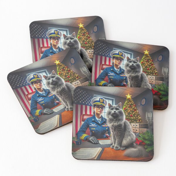 Item preview, USCG - Cat on Desk Duty with Christmas Tree #21 designed and sold by noelallumphoto.