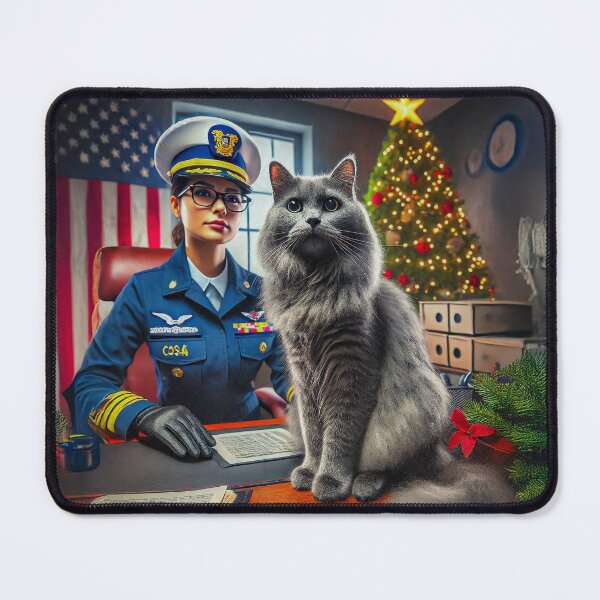 Item preview, USCG - Cat on Desk Duty with Christmas Tree #21 designed and sold by noelallumphoto.