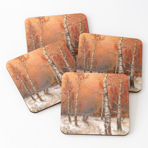 Item preview, Winter Sunset 1914 Oil Painting by Julius von Klever (Baltic Painter) designed and sold by Arwen-Art.