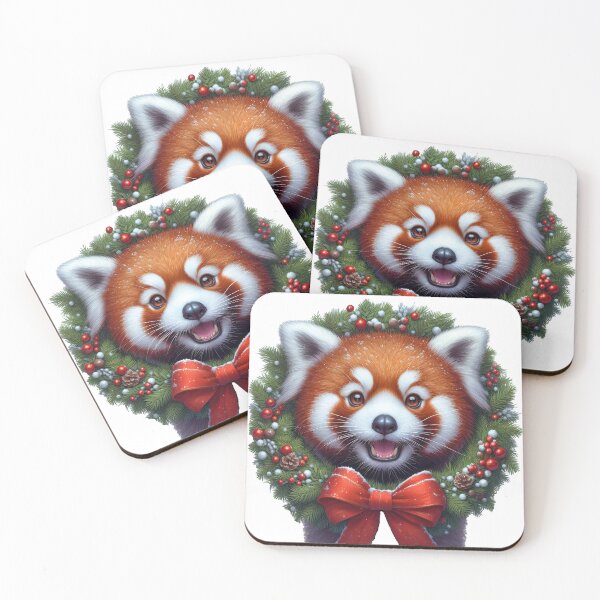 Item preview, Red Panda Christmas Wreath designed and sold by nikkolaus.