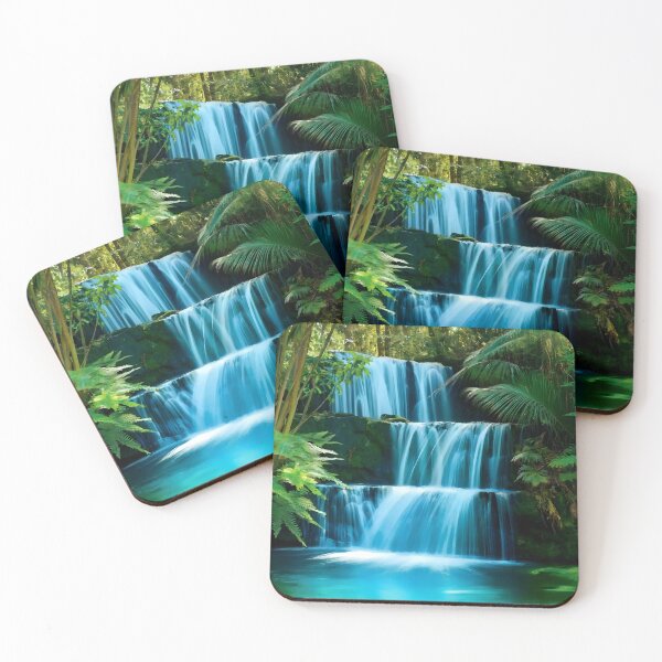 Item preview, blue waterfall in the green forest or green jungle  designed and sold by AA-designstore.