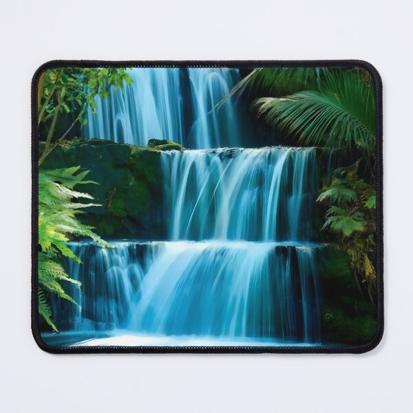 Item preview, blue waterfall in the green forest or green jungle designed and sold by AA-designstore.
