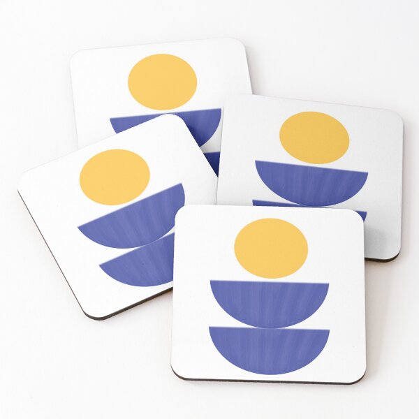 Item preview, Abstract Geometric Art Featuring Yellow Circle and Blue Semicircles designed and sold by Beautiful art store.