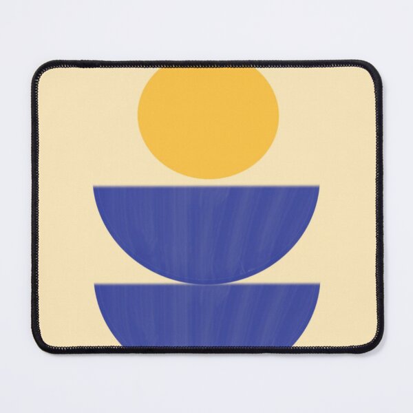 Item preview, Abstract Geometric Art Featuring Yellow Circle and Blue Semicircles designed and sold by Beautiful art store.