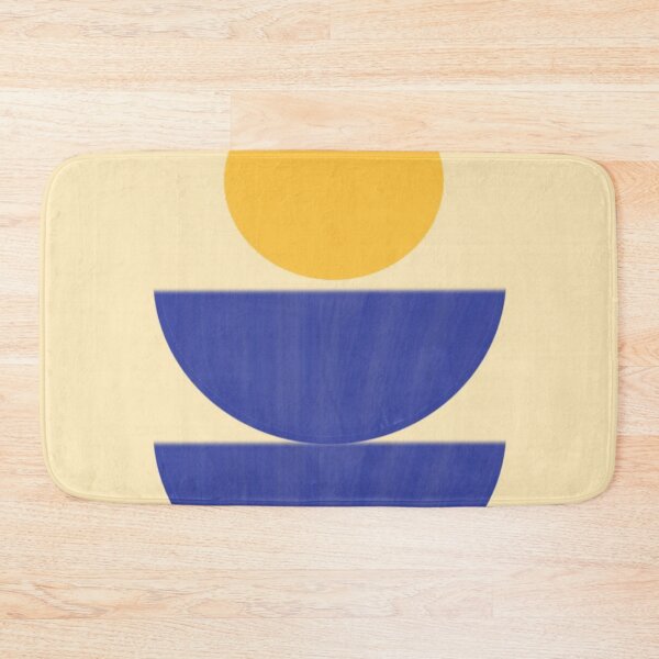 Item preview, Abstract Geometric Art Featuring Yellow Circle and Blue Semicircles designed and sold by Beautiful art store.