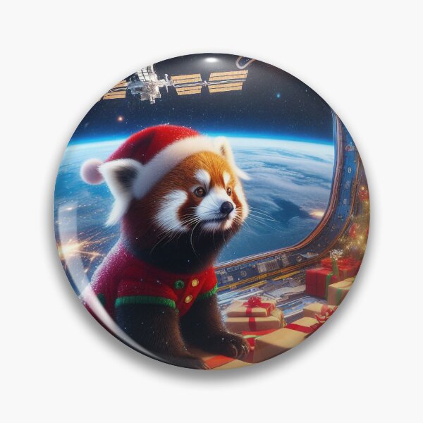Item preview, Red Panda Christmas on the Space Station designed and sold by nikkolaus.