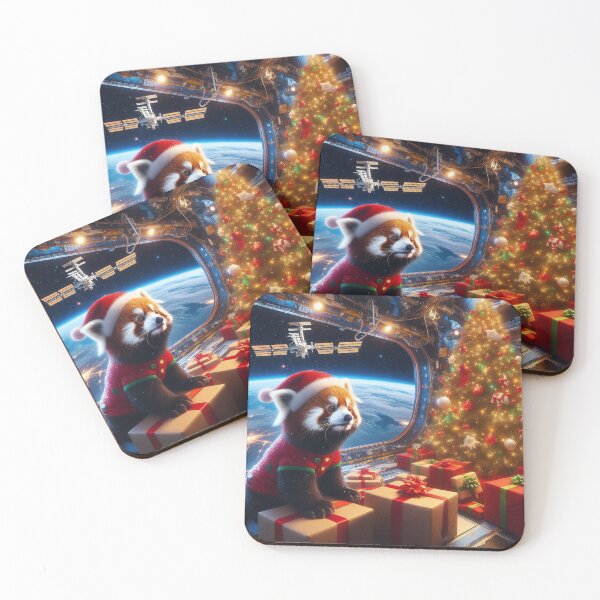 Item preview, Red Panda Christmas on the Space Station designed and sold by nikkolaus.