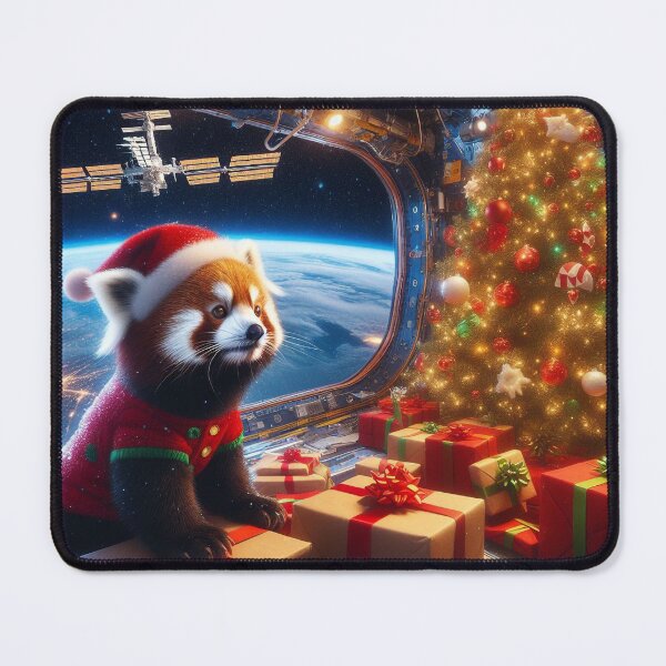 Item preview, Red Panda Christmas on the Space Station designed and sold by nikkolaus.