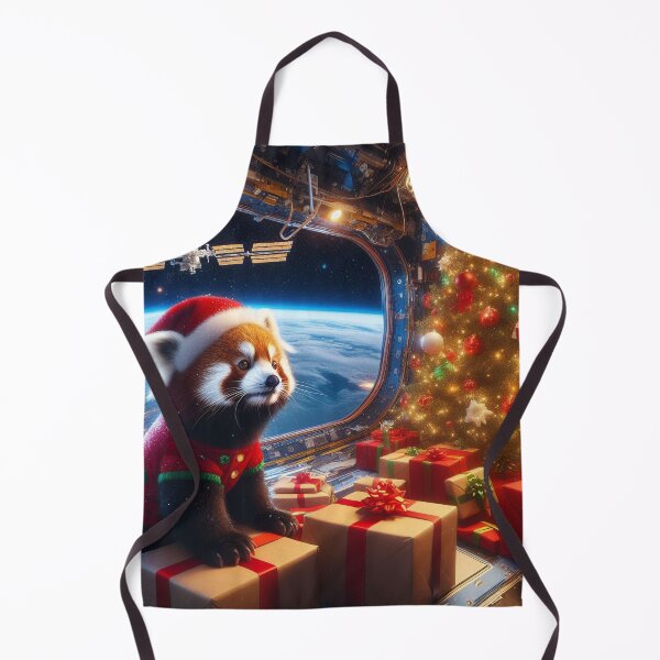 Item preview, Red Panda Christmas on the Space Station designed and sold by nikkolaus.
