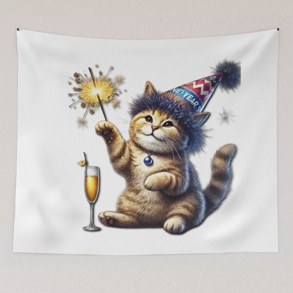 Item preview, Purr-fect New Year's Celebration - Festive Cat Design designed and sold by HopeLoom.