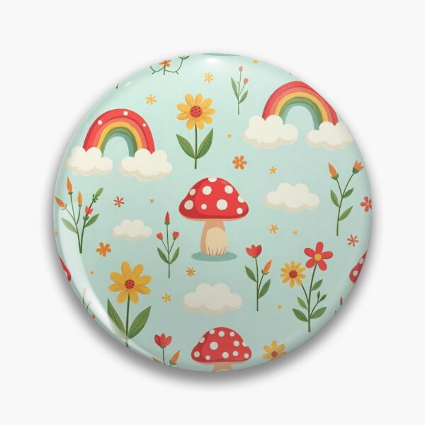 Item preview,  Groovy Cartoon Mushroom, Rainbow, and Cloud Seamless Pattern designed and sold by hjian8219.