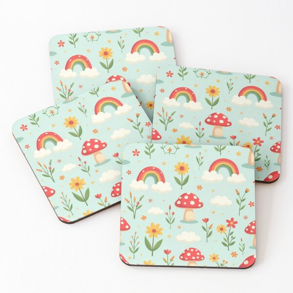 Item preview,  Groovy Cartoon Mushroom, Rainbow, and Cloud Seamless Pattern designed and sold by hjian8219.