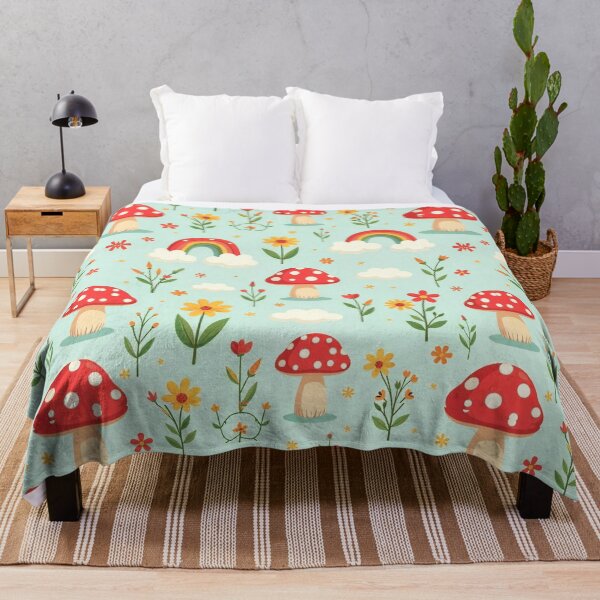 Item preview,  Groovy Cartoon Mushroom, Rainbow, and Cloud Seamless Pattern designed and sold by hjian8219.