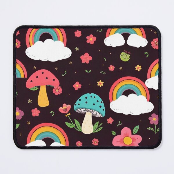 Item preview, Groovy Cartoon Mushroom, Rainbow, and Cloud Seamless Pattern designed and sold by hjian8219.