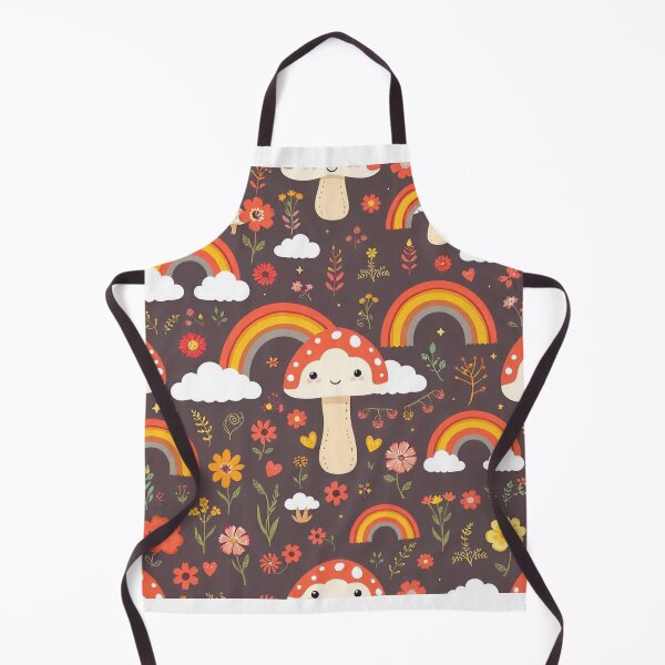 Item preview, Groovy Cartoon Mushroom, Rainbow, and Cloud Seamless Pattern designed and sold by hjian8219.