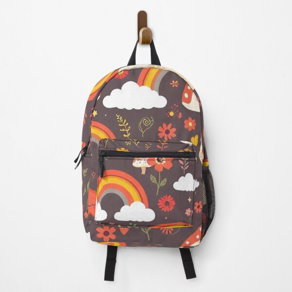 Item preview, Groovy Cartoon Mushroom, Rainbow, and Cloud Seamless Pattern designed and sold by hjian8219.