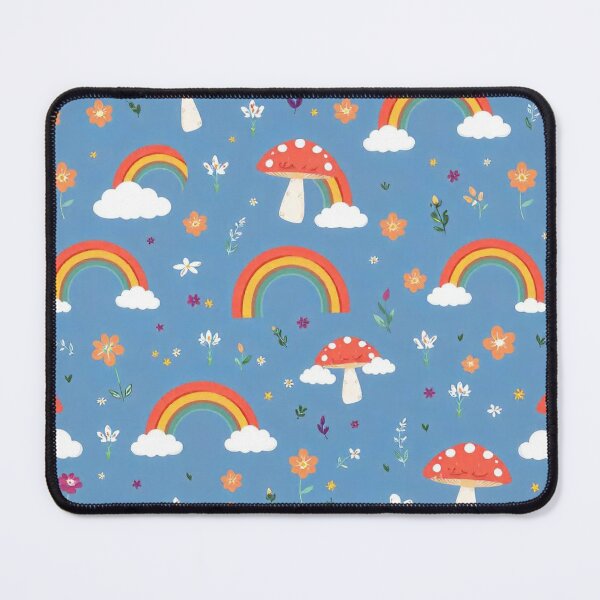 Item preview, Groovy Cartoon Mushroom, Rainbow, and Cloud Seamless Pattern designed and sold by hjian8219.