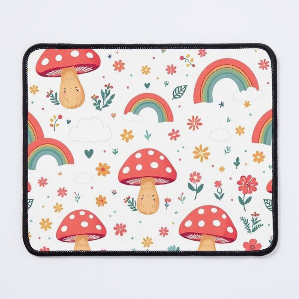 Item preview, Groovy Cartoon Mushroom, Rainbow, and Cloud Seamless Pattern designed and sold by hjian8219.