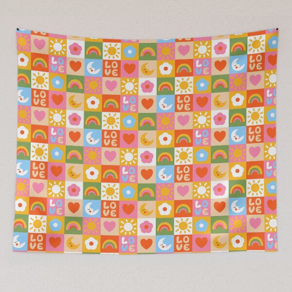 Item preview, Happy Quilt with Sun, Moon and Rainbow designed and sold by klossisch.