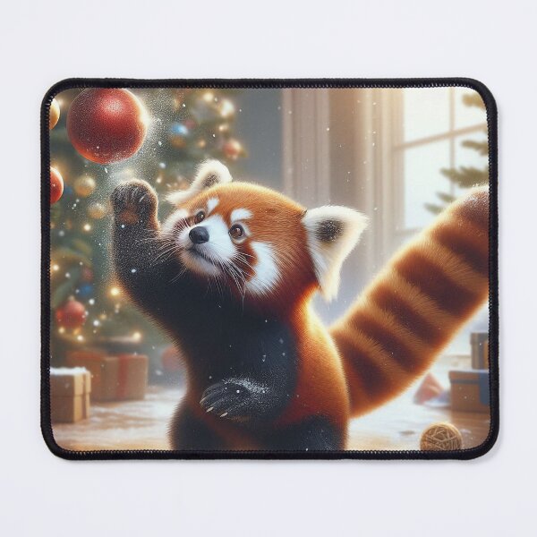 Item preview, Red Panda Playfully Attacks a Hanging Christmas Ornament designed and sold by nikkolaus.