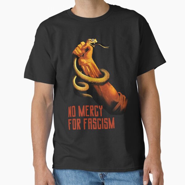 Vista previa del artículo con la obra «No Mercy For Fascism», diseñado y vendido por Thelittlelord.
