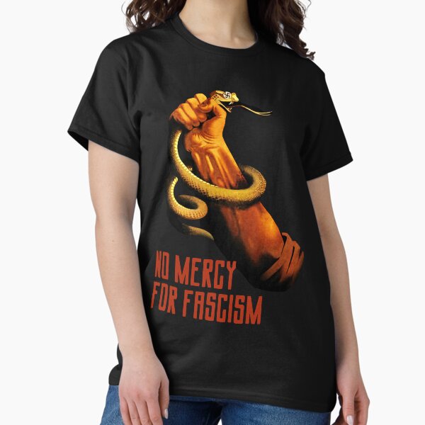 Vista previa del artículo con la obra «No Mercy For Fascism», diseñado y vendido por Thelittlelord.