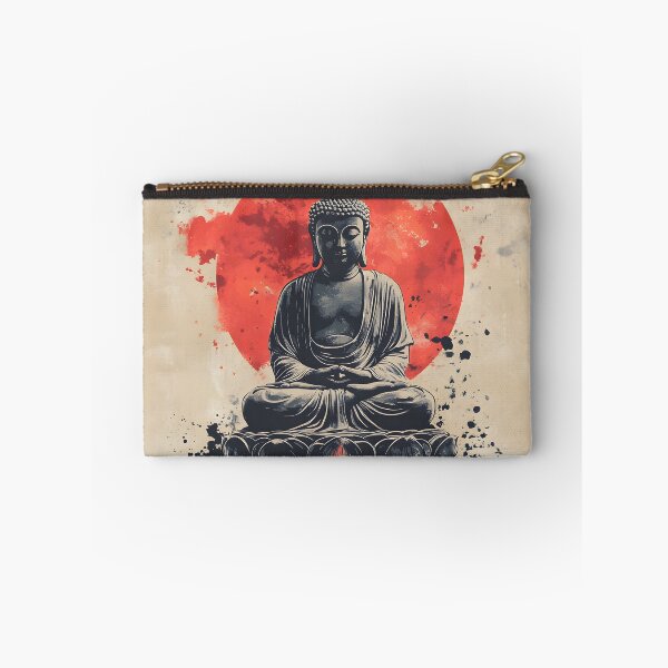 Item preview, Meditating Buddha with Red Sun: Spiritual Art with Modern Flair designed and sold by ArtfullyJua.