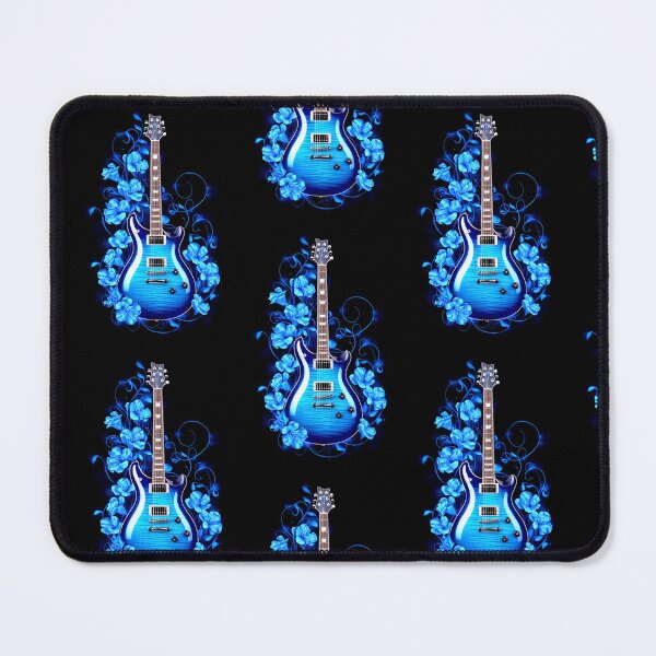 Item preview, Electric Blue Guitar with Floral Aura designed and sold by Exodoi.