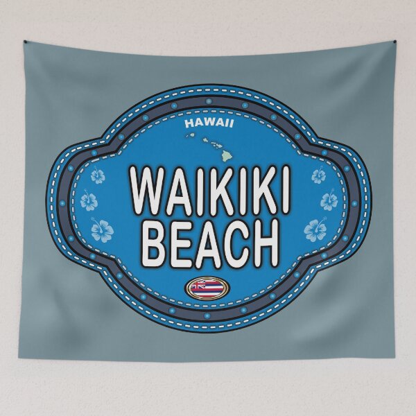 Item preview, Waikiki Beach Hawaii stitching effect emblem designed and sold by studioss76.