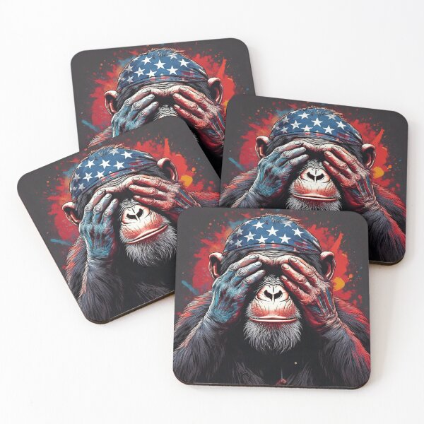 Item preview, Graffiti Chimp covering eyes designed and sold by Boxing Kangaroo Retail Company.