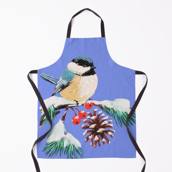 Item preview, A whimsical block-style painting of a plump chickadee designed and sold by aipaint.