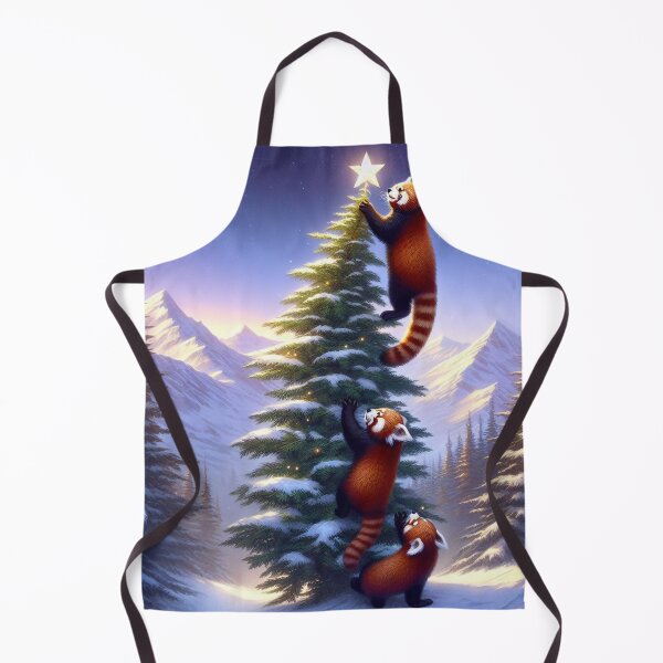 Item preview, Red Pandas Climb a Tree to Mount the Christmas Star designed and sold by nikkolaus.