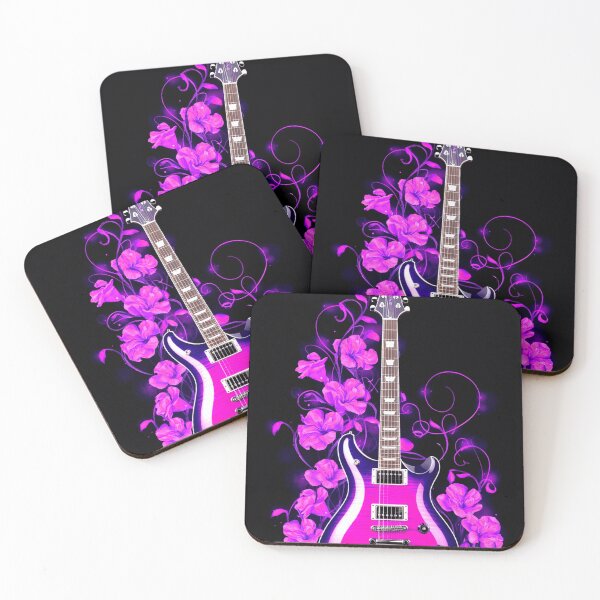 Item preview, Electric Magenta Guitar with Floral Aura designed and sold by Exodoi.