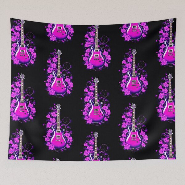 Item preview, Electric Magenta Guitar with Floral Aura designed and sold by Exodoi.