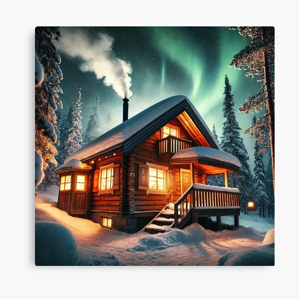 Item preview, Enchanted Cabin under the Northern Lights designed and sold by Tommandjerry.