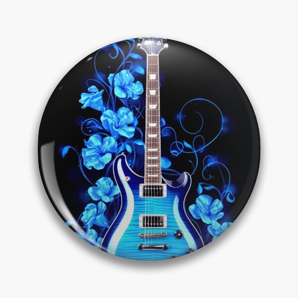 Item preview, Electric Blue Guitar with Floral Aura designed and sold by Exodoi.