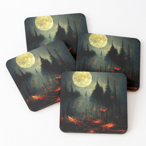 Item preview, Ethereal Moonlit Forest with Fiery Glows designed and sold by Amr Siam.