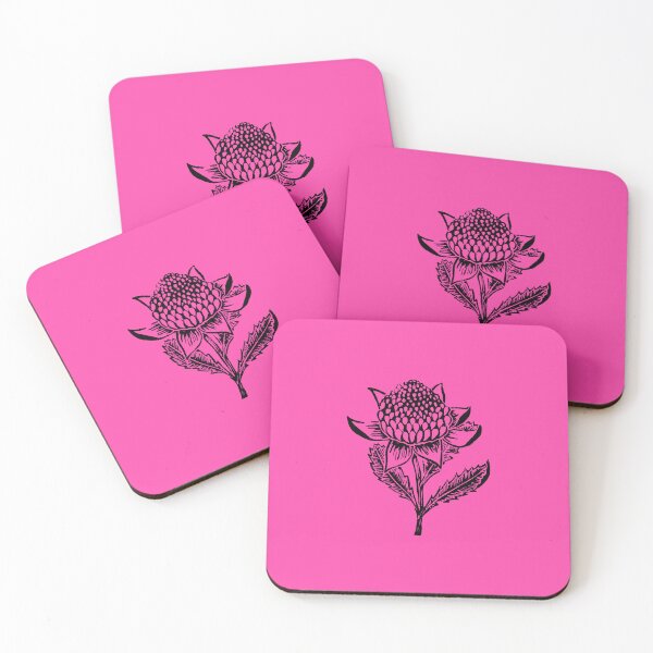 Item preview, Waratah Blossom Linocut on Pink designed and sold by Rebecca Westlund Artist.