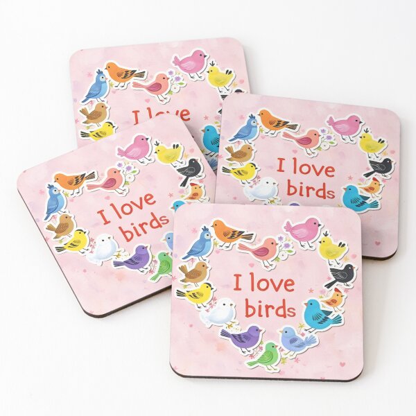 Item preview, I LOVE BIRDS PASTEL PINK DEMURE CUTE STICKER #2 designed and sold by Arts4U.