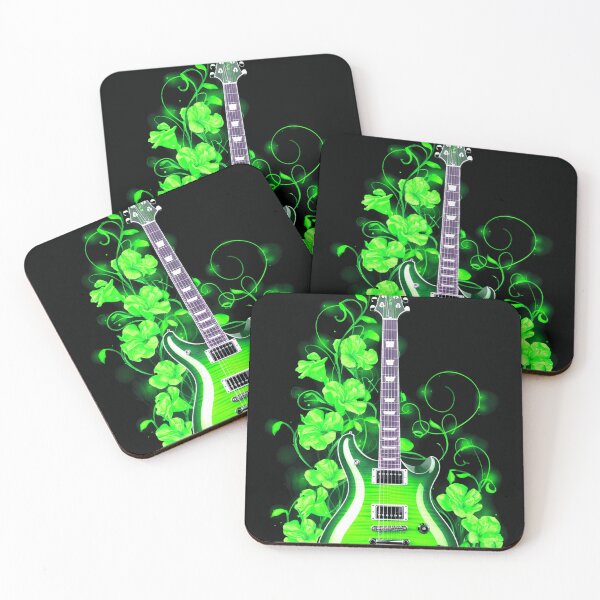 Item preview, Electric Green Guitar with Floral Aura designed and sold by Exodoi.