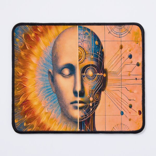 Item preview, Human and Machine Consciousness Duality Abstract Tech Artwork designed and sold by DreamsArtwear.
